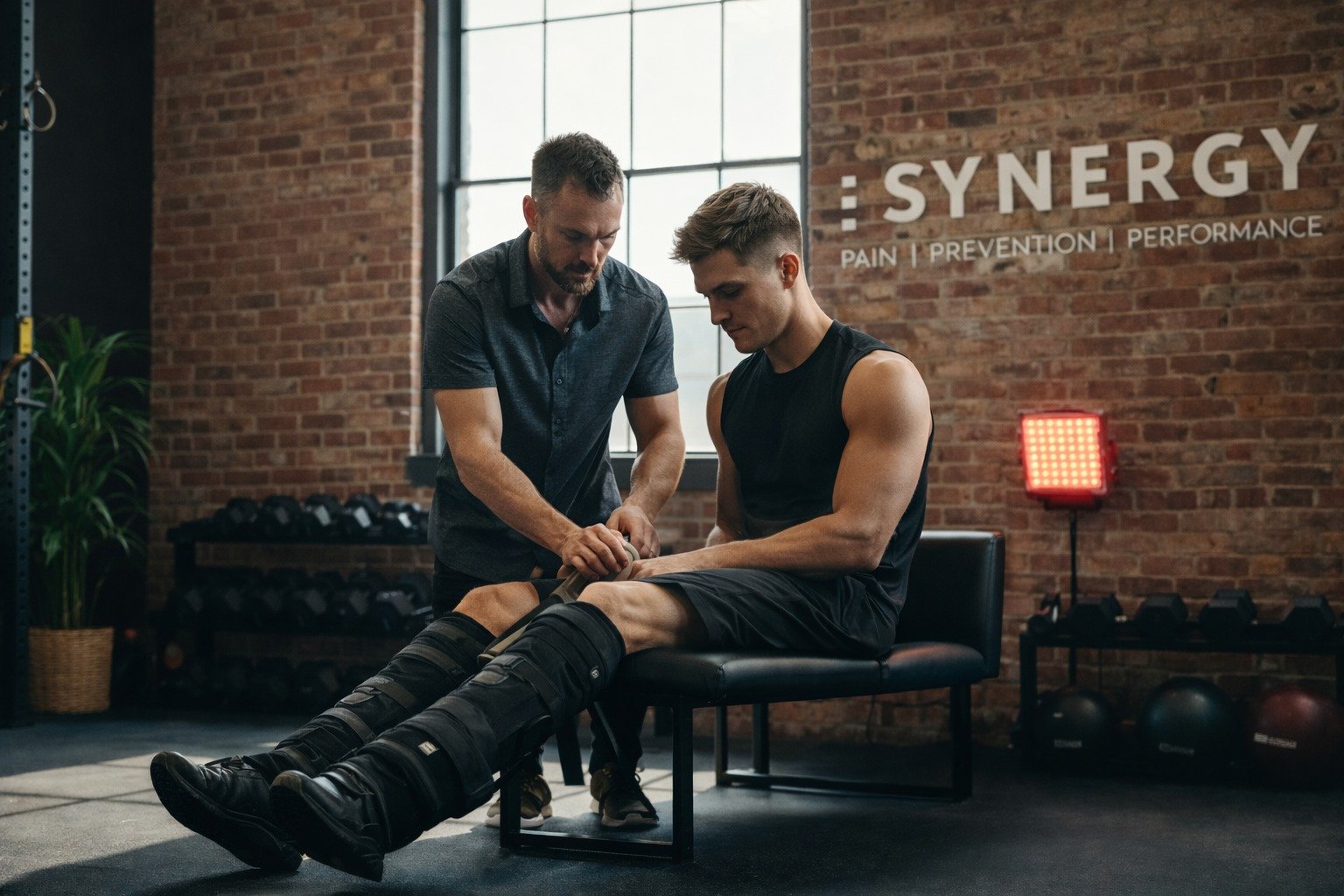Build weak muscles safely with synergy
